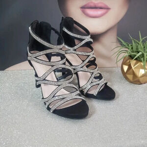 Brand New Charlotte 11 Rhinestone Cage High Heel Black